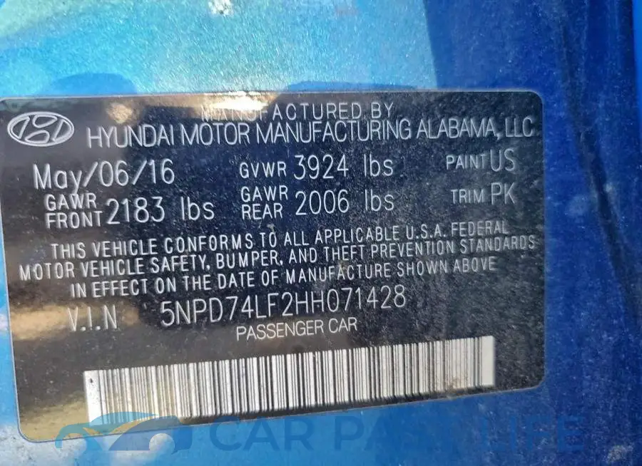 5NPD74LF2HH071428# 13