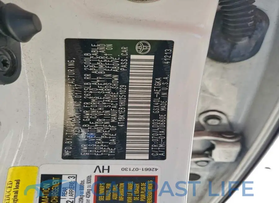 4T1BK1EB1HU251029# 12