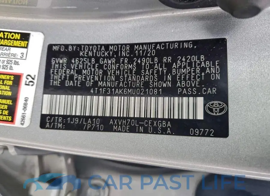 4T1F31AK6MU021081# 12