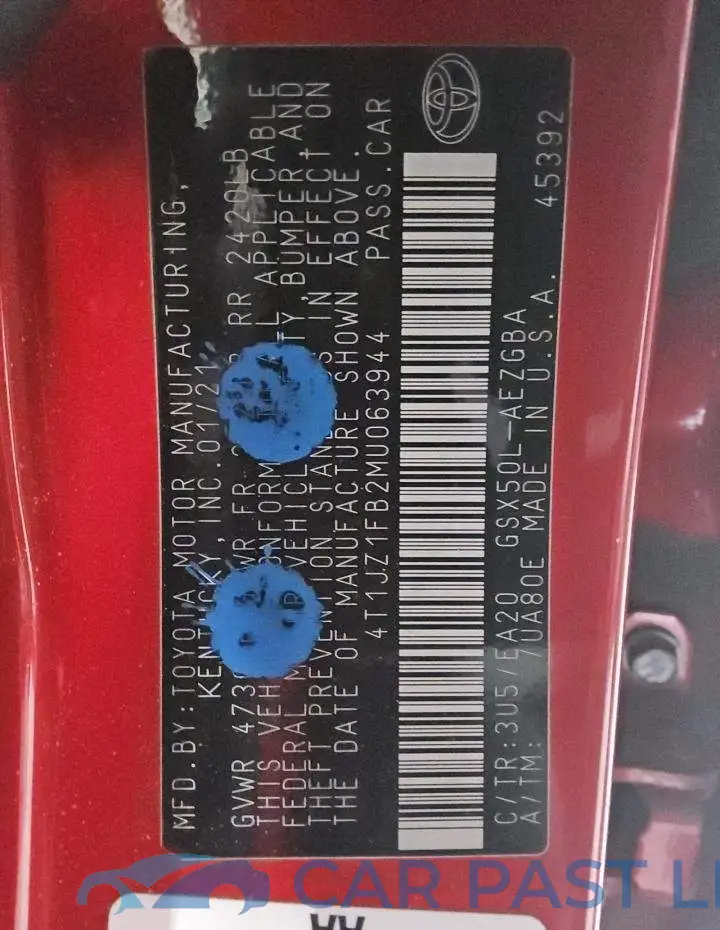 4T1JZ1FB2MU063944# 13