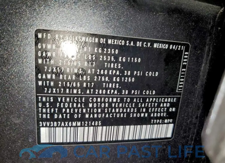 3VV3B7AX6MM121485# 13