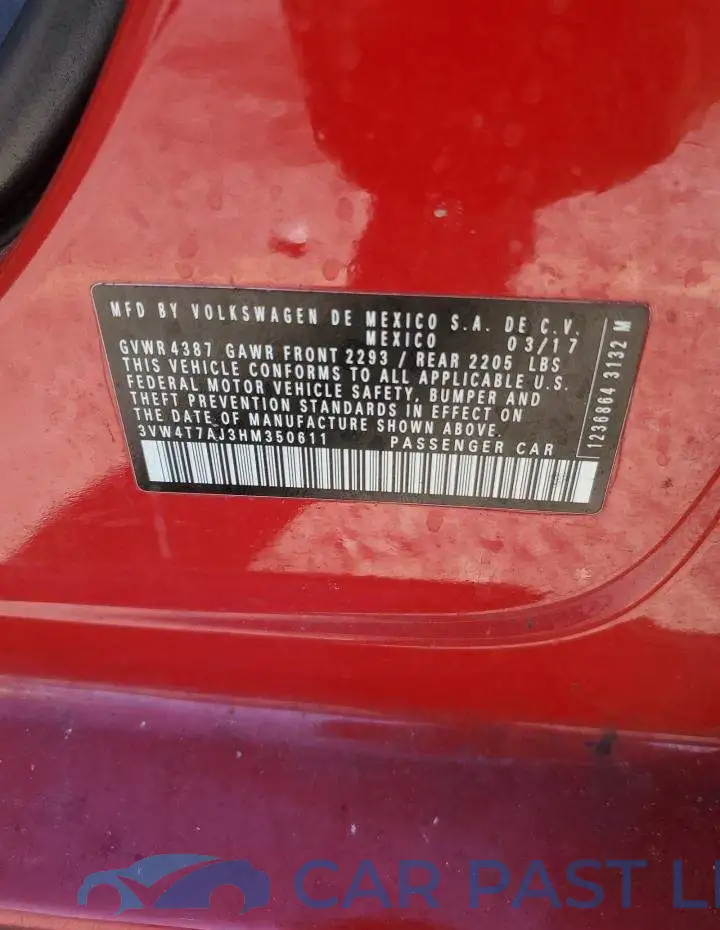 3VW4T7AJ3HM350611# 12