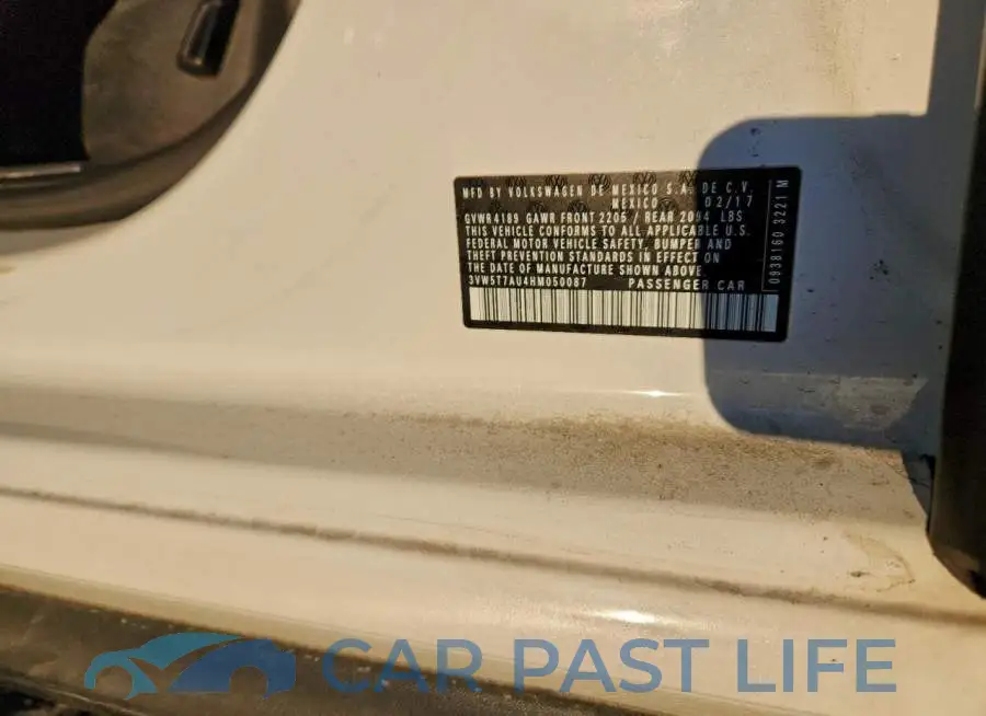 3VW5T7AU4HM050087# 12