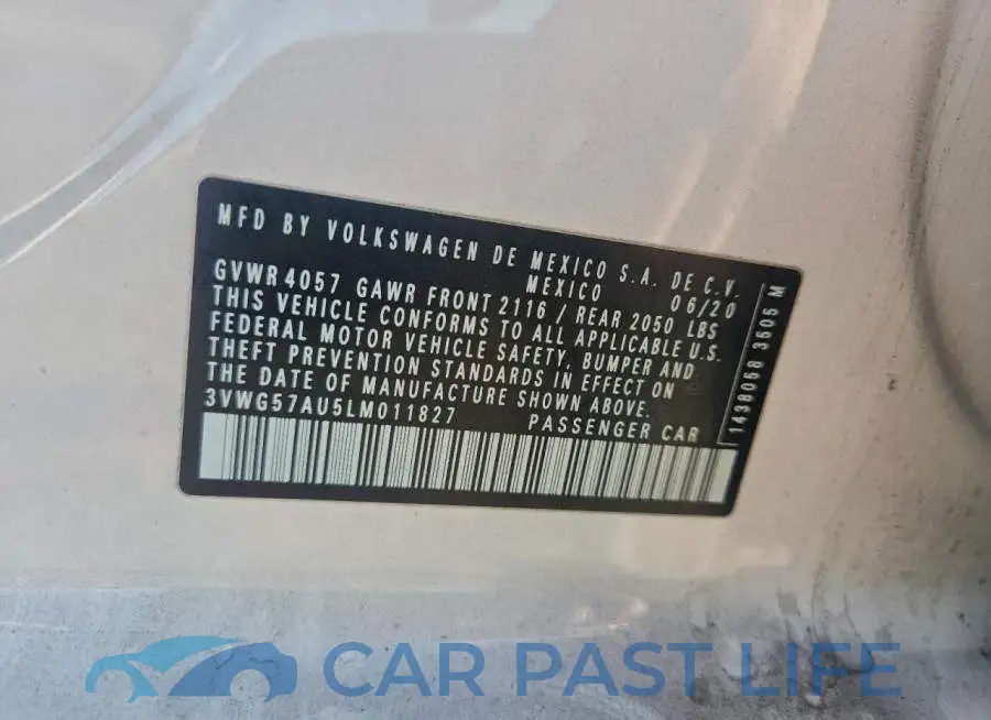 3VWG57AU5LM011827# 12