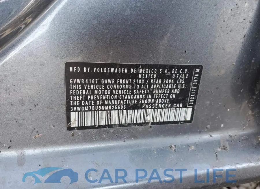 3VWGM7BU9NM025606# 12