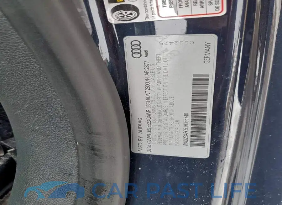 WAU23AFC5JN086740# 12