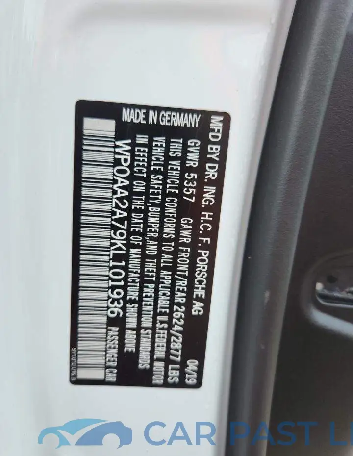 WP0AA2A79KL101936# 13