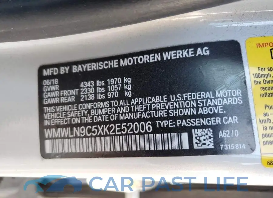 WMWLN9C5XK2E52006# 13