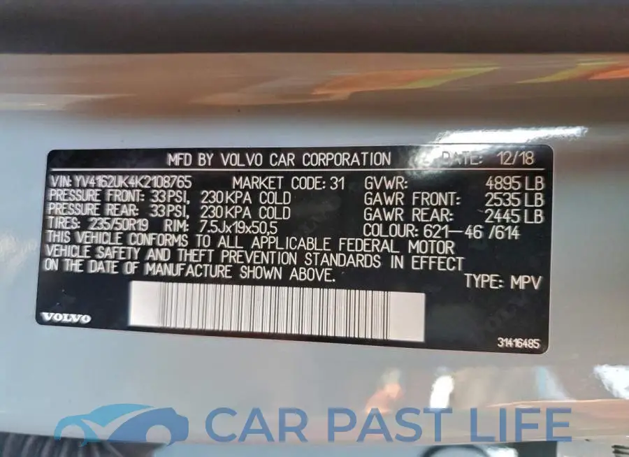 YV4162UK4K2108765# 13