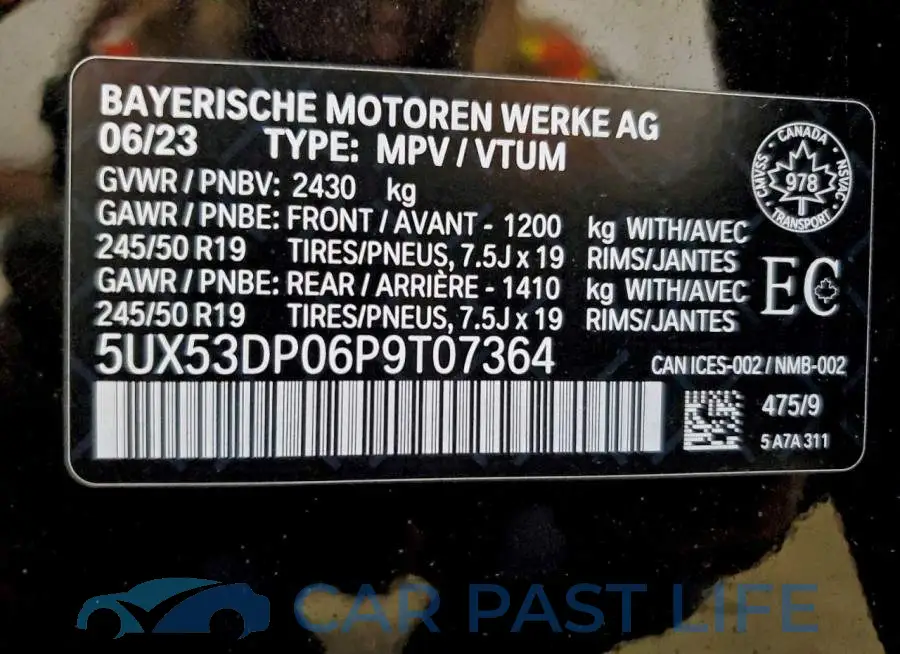 5UX53DP06P9T07364# 14