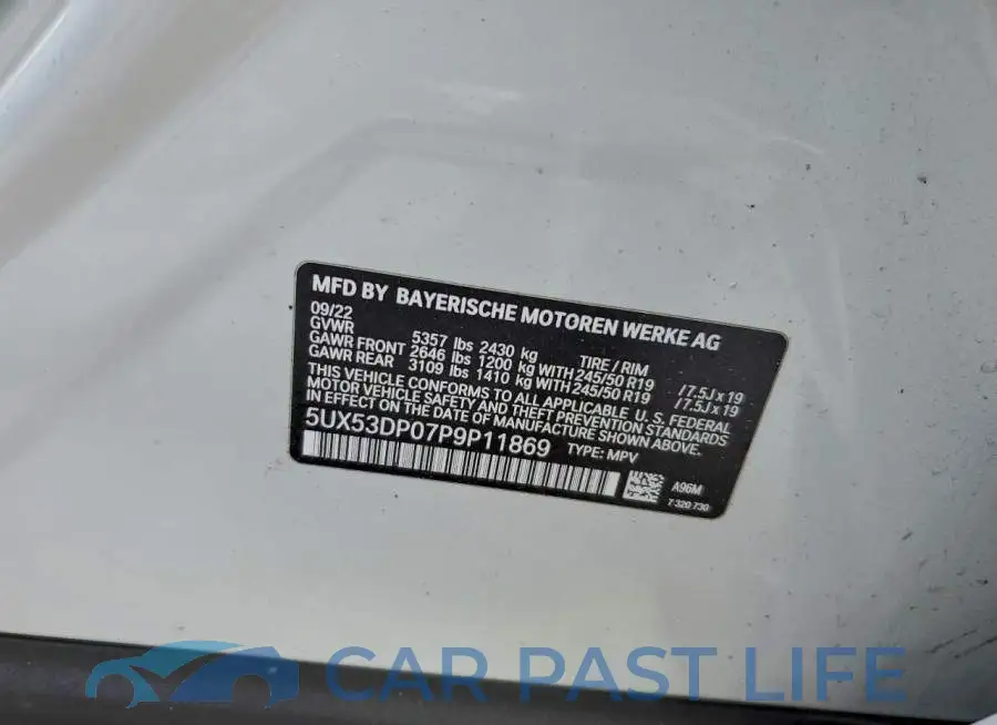 5UX53DP07P9P11869# 12