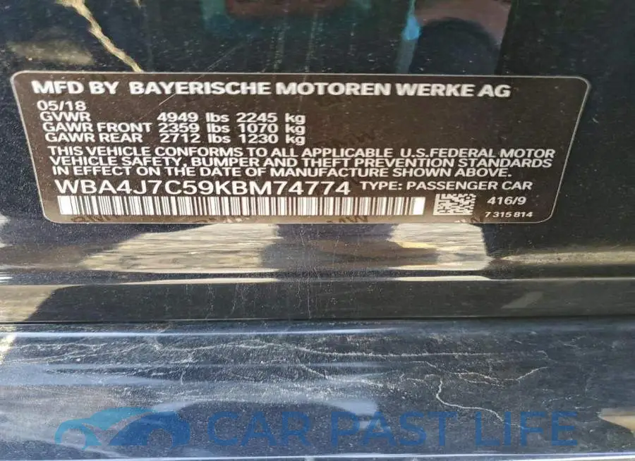 WBA4J7C59KBM74774# 12
