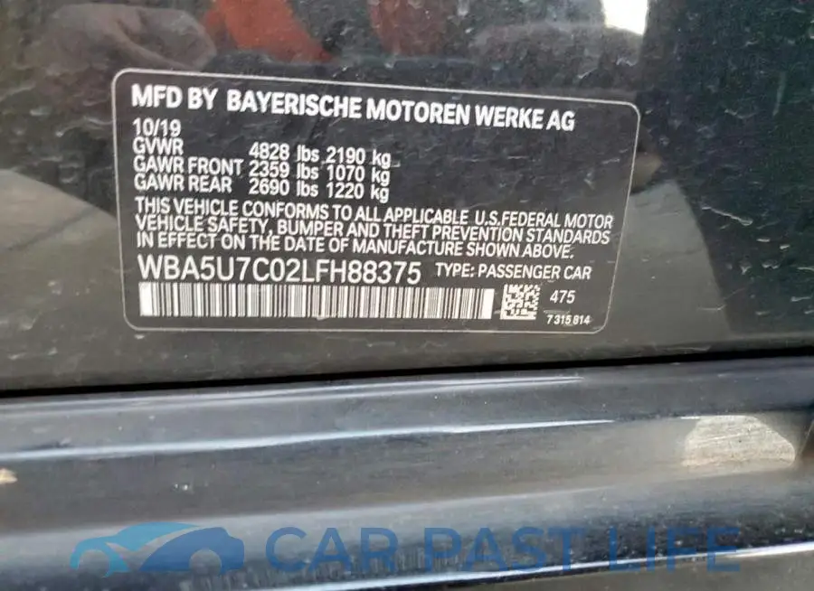 WBA5U7C02LFH88375# 12