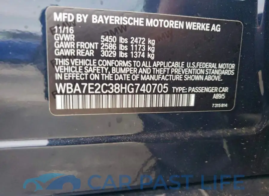 WBA7E2C38HG740705# 13