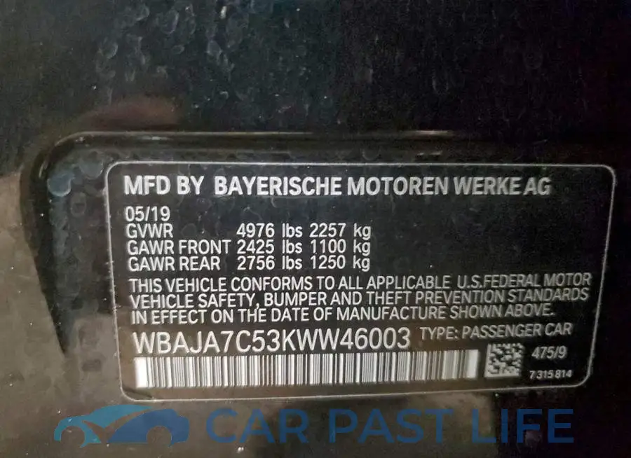 WBAJA7C53KWW46003# 12