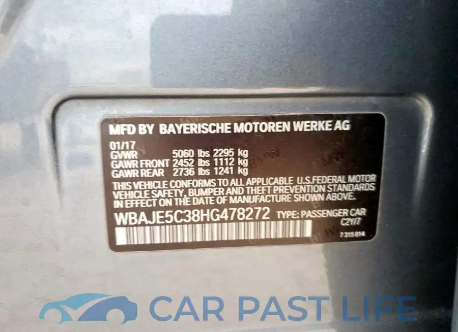 WBAJE5C38HG478272# 12
