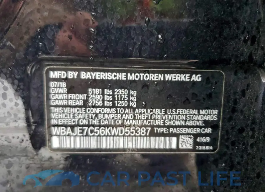 WBAJE7C56KWD55387# 12
