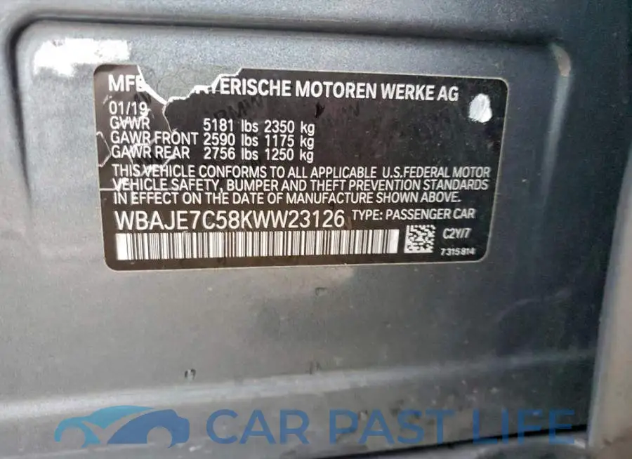 WBAJE7C58KWW23126# 12