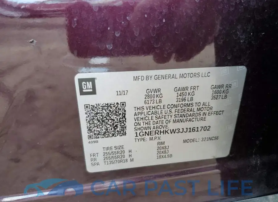 1GNERHKW3JJ161702# 13
