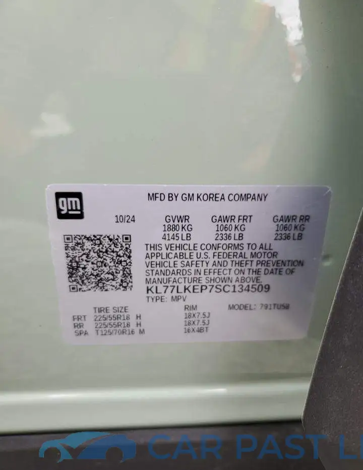 KL77LKEP7SC134509# 13