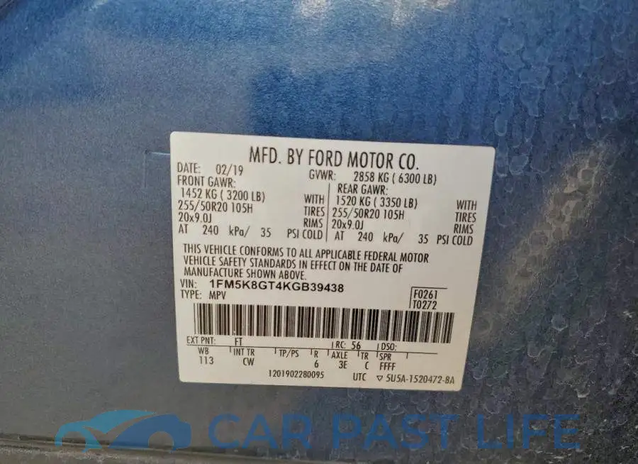 1FM5K8GT4KGB39438# 13