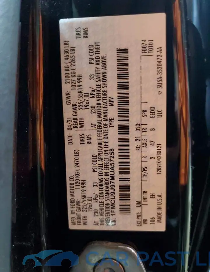 1FMCU9J97MUA57258# 14
