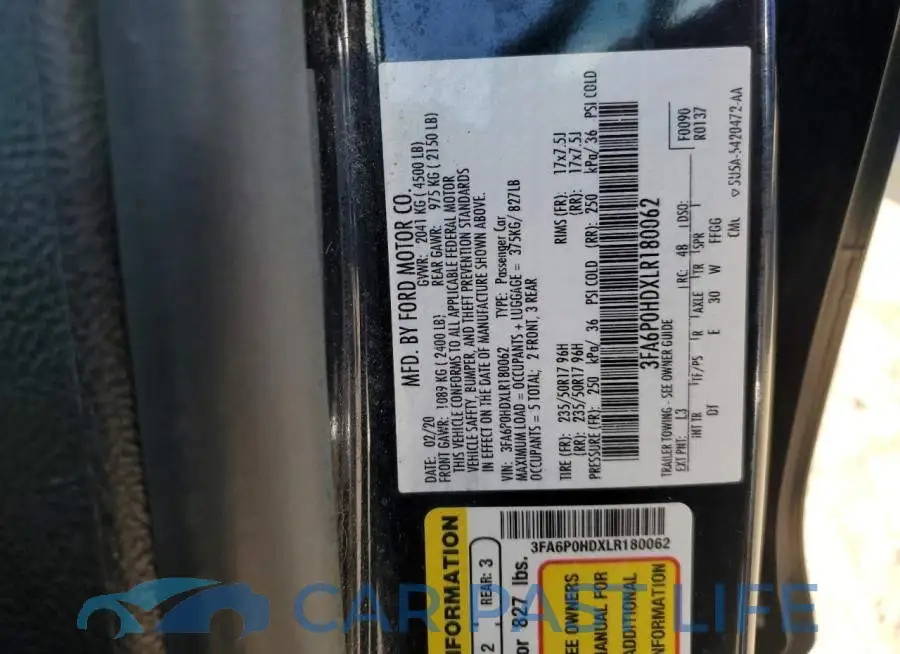 3FA6P0HDXLR180062# 12