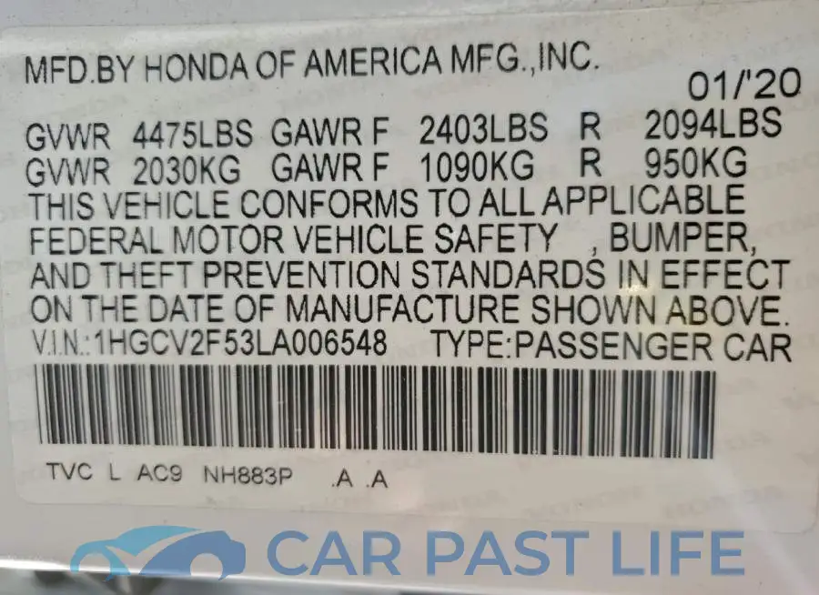 1HGCV2F53LA006548# 13