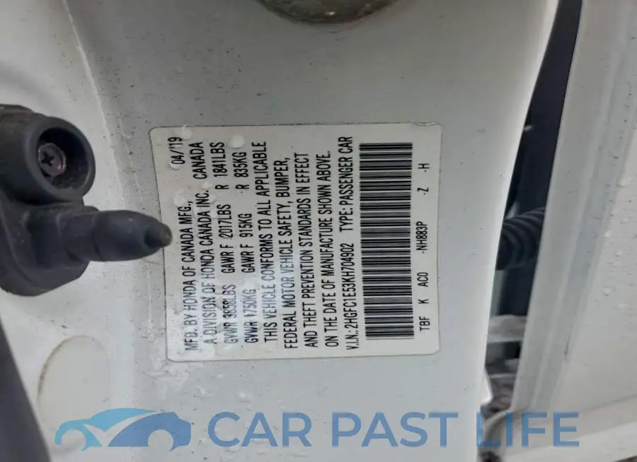 2HGFC1E53KH704902# 12