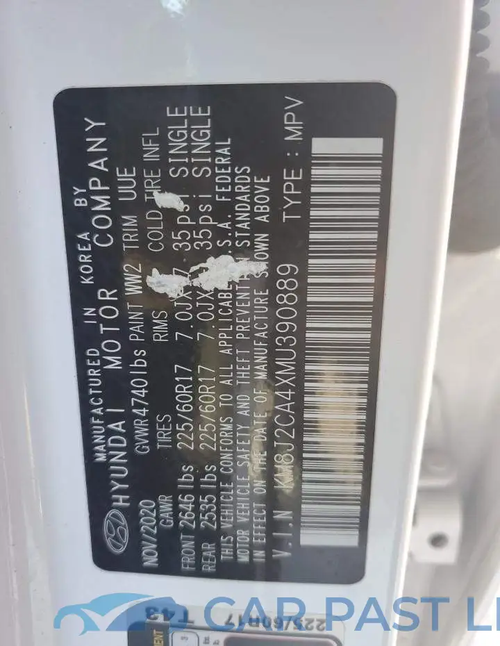 KM8J2CA4XMU390889# 13