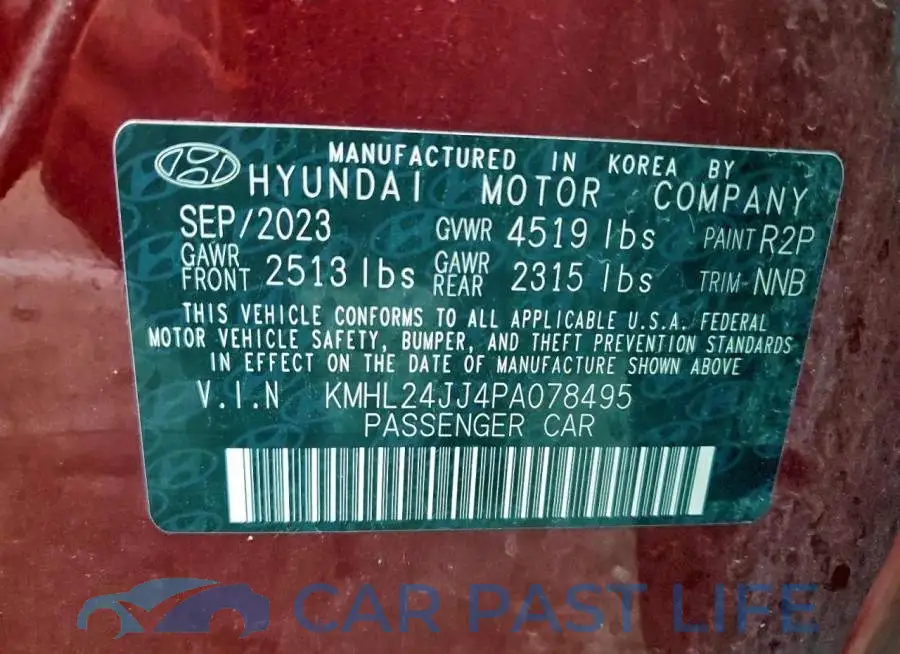 KMHL24JJ4PA078495# 12