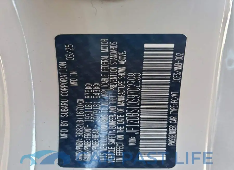 JF1ZDBS10S9702398# 12