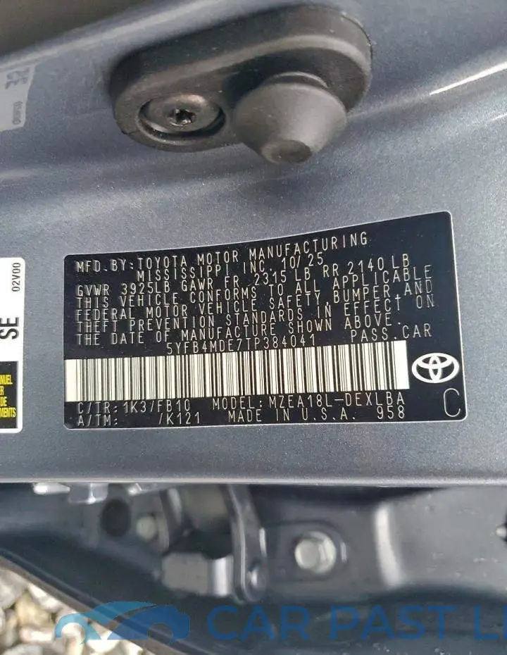 5YFB4MDE7TP384041# 12