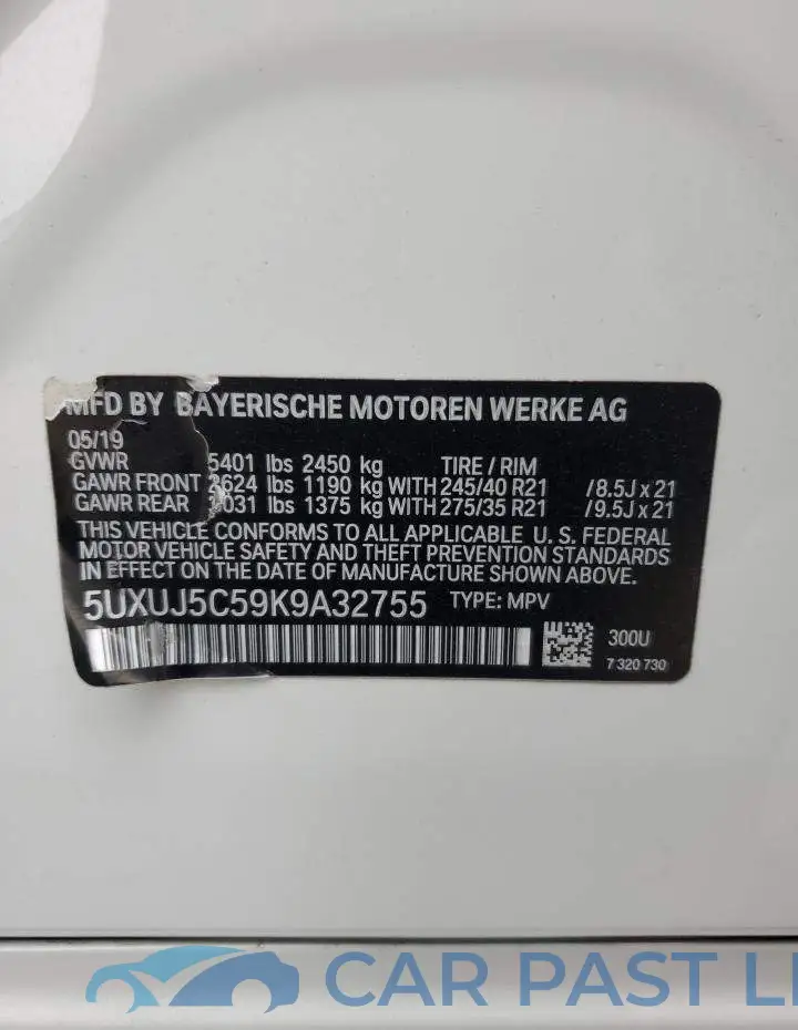 5UXUJ5C59K9A32755# 12