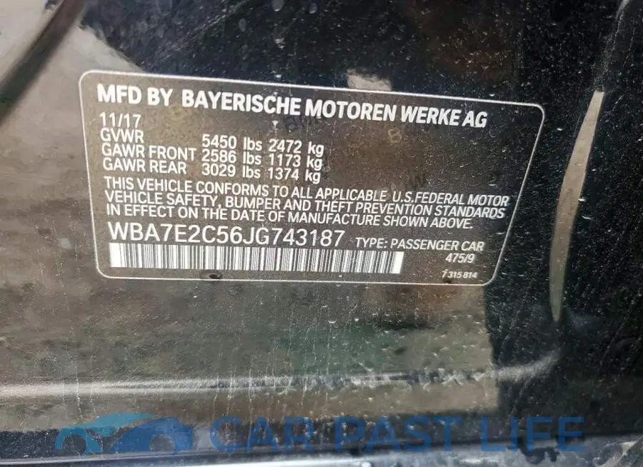 WBA7E2C56JG743187# 12