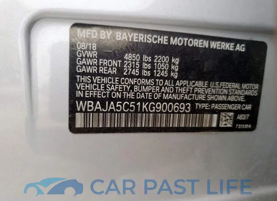 WBAJA5C51KG900693# 12