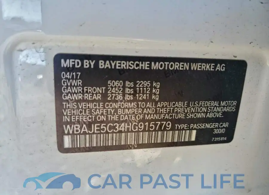 WBAJE5C34HG915779# 12