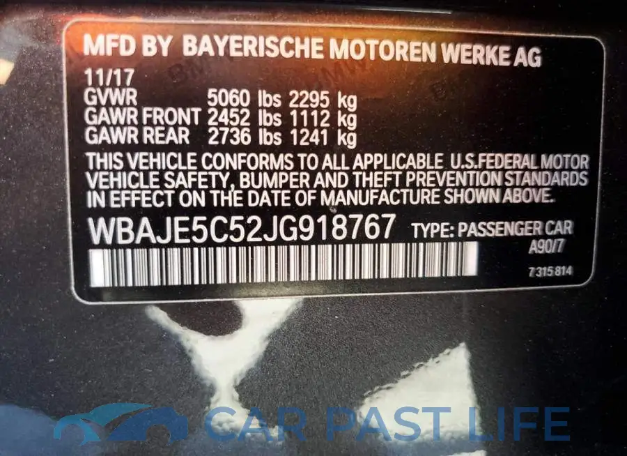 WBAJE5C52JG918767# 12