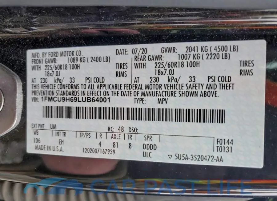 1FMCU9H69LUB64001# 13