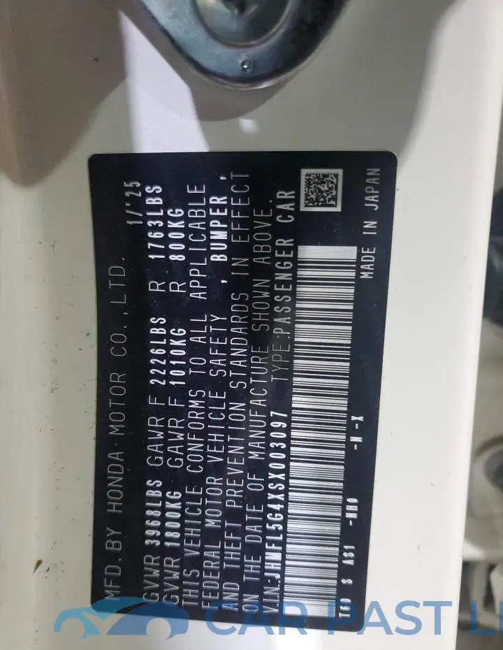 JHMFL5G4XSX003097# 12