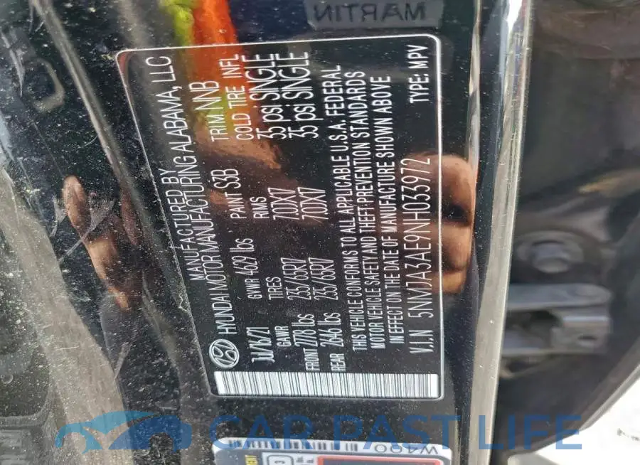 5NMJA3AE9NH033972# 13