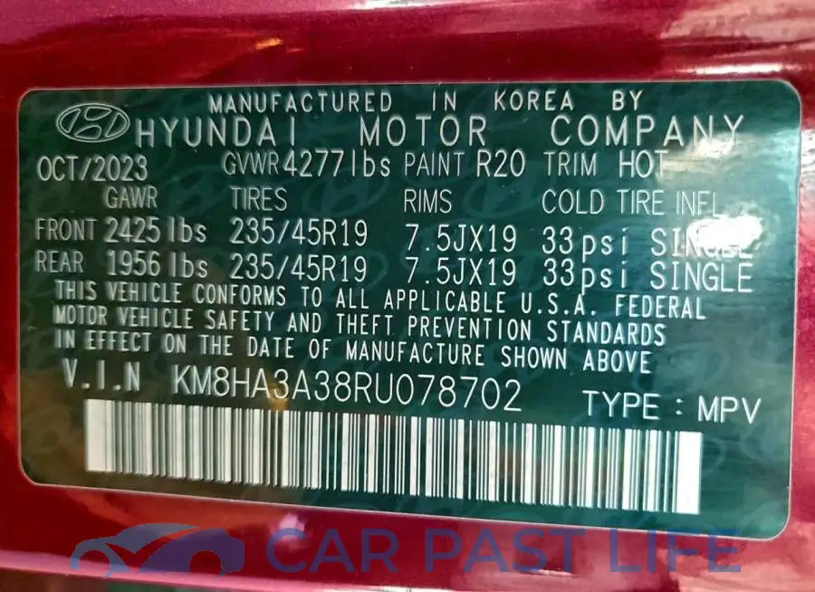 KM8HA3A38RU078702# 13
