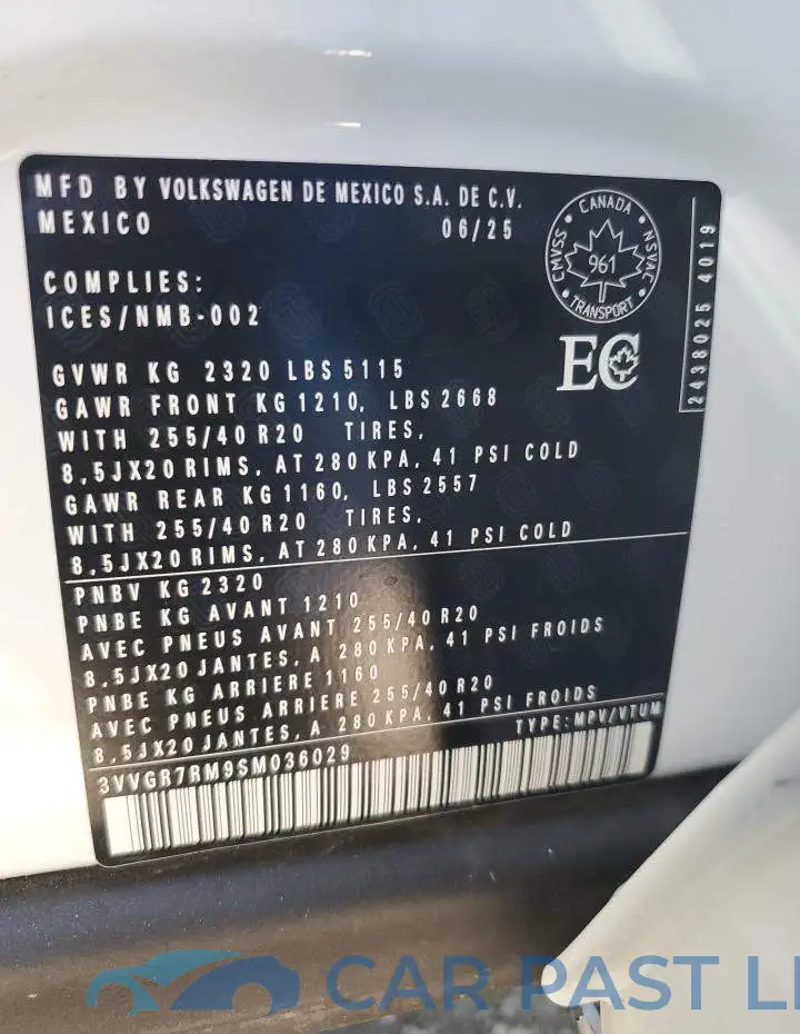 3VVGR7RM9SM036029# 13