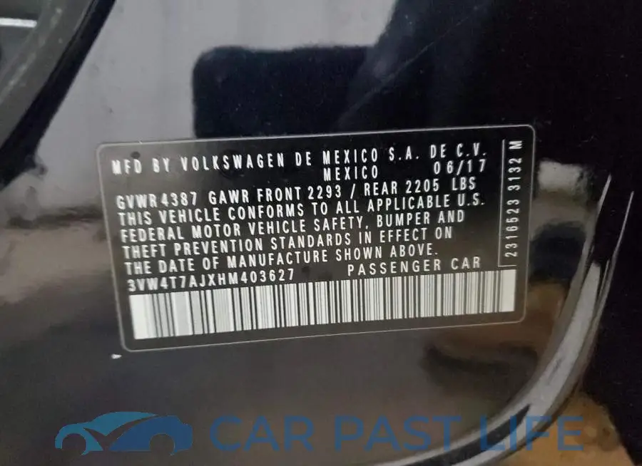3VW4T7AJXHM403627# 13