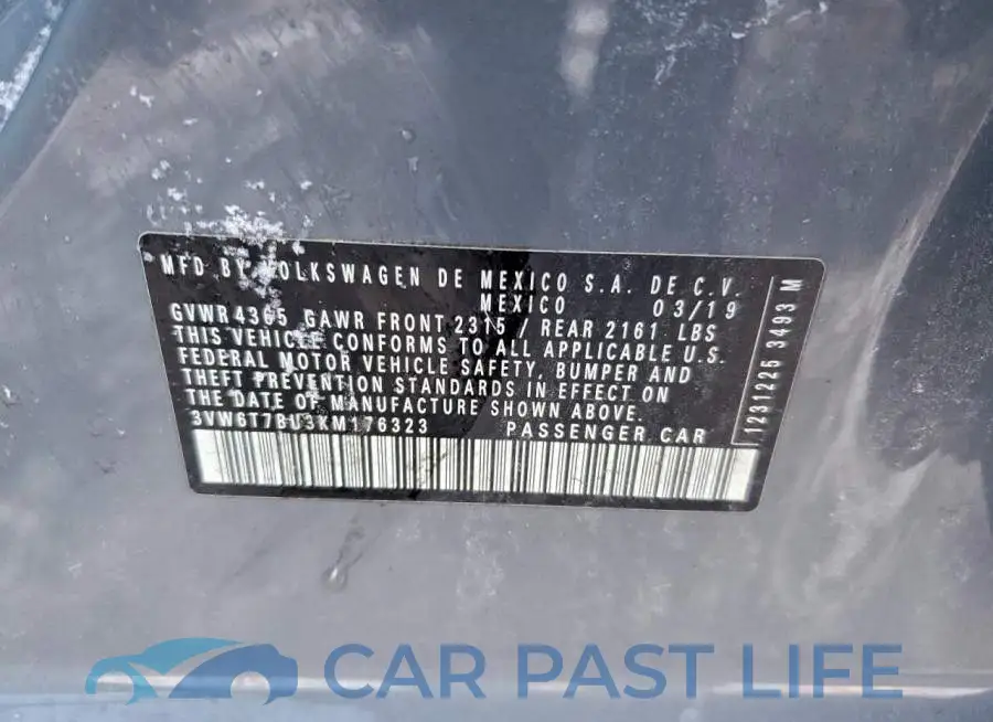 3VW6T7BU3KM176323# 12
