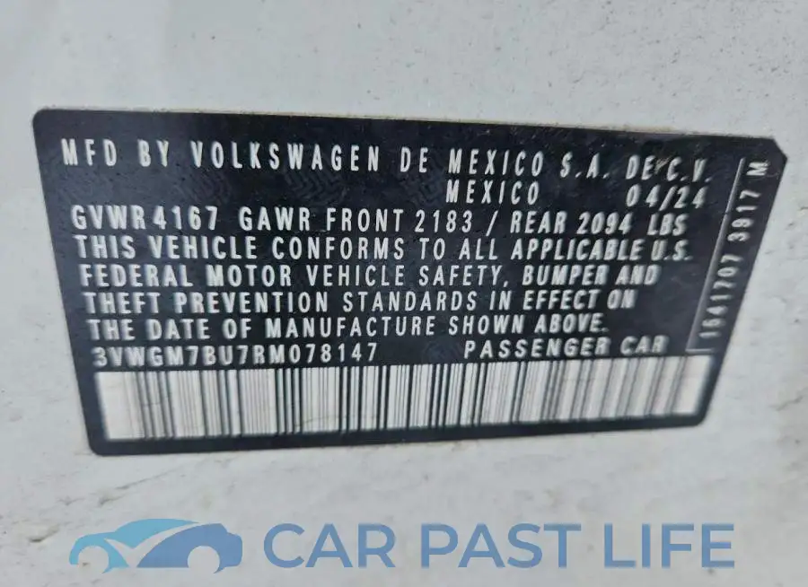 3VWGM7BU7RM078147# 12