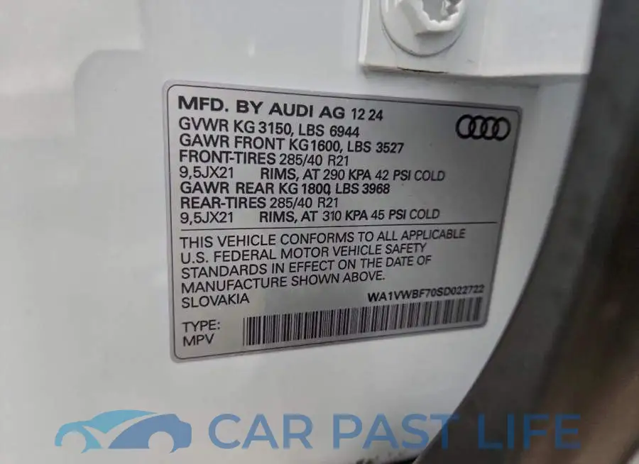 WA1VWBF70SD022722# 12