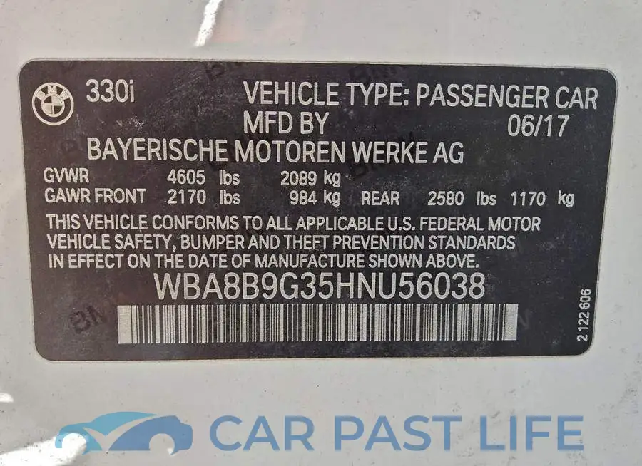 WBA8B9G35HNU56038# 12