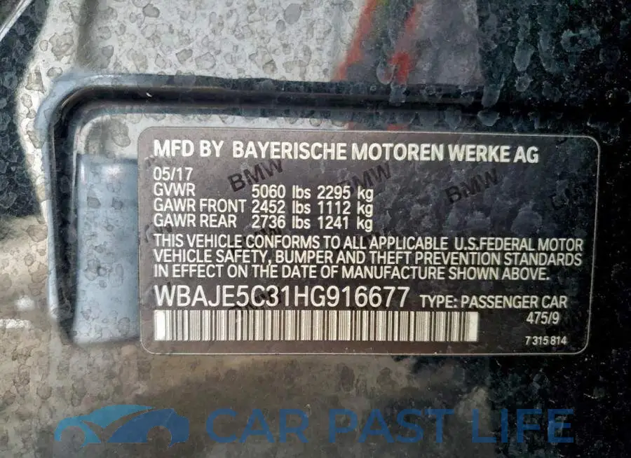 WBAJE5C31HG916677# 13