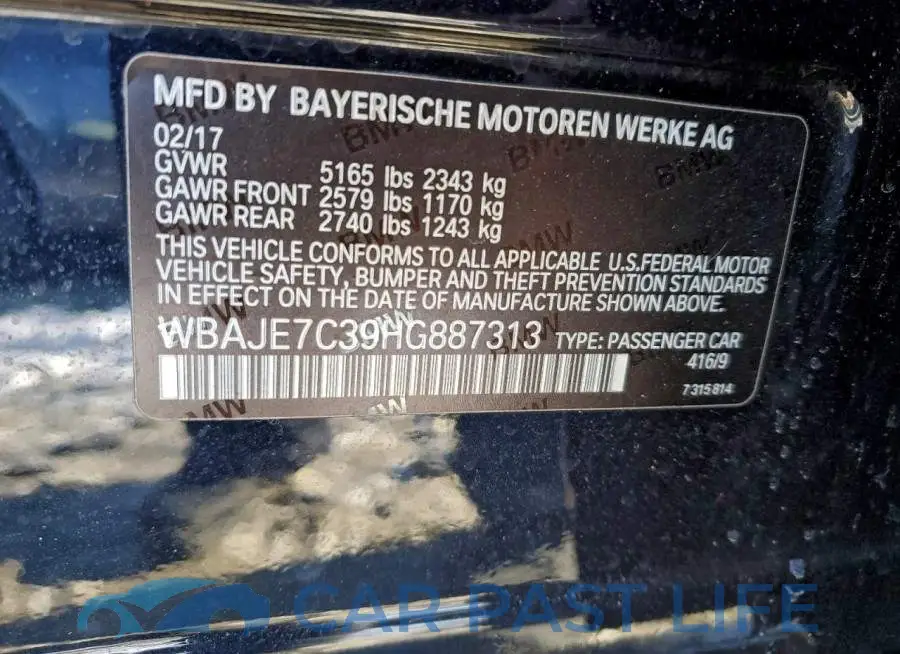 WBAJE7C39HG887313# 12